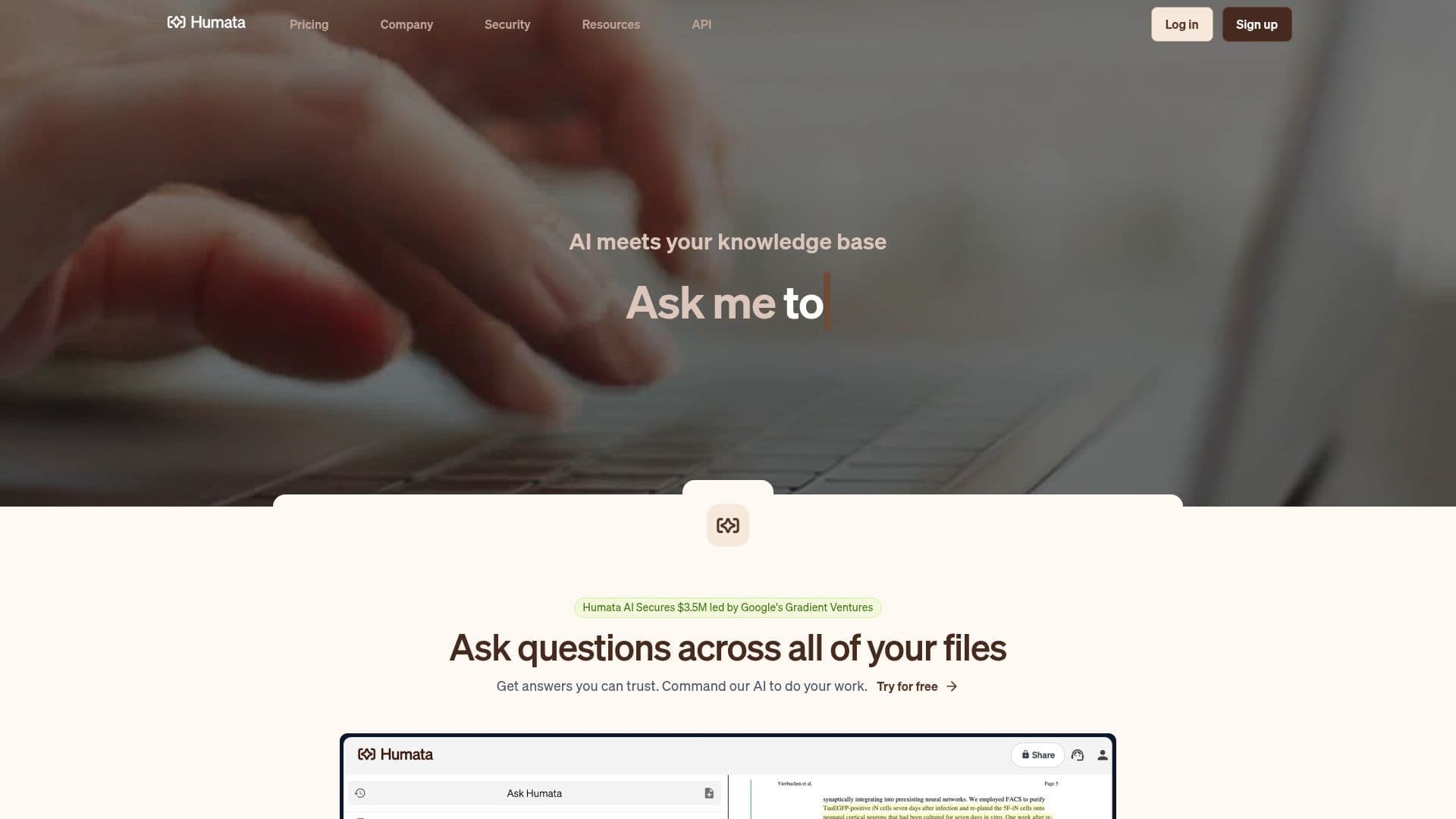 Humata Landing Page