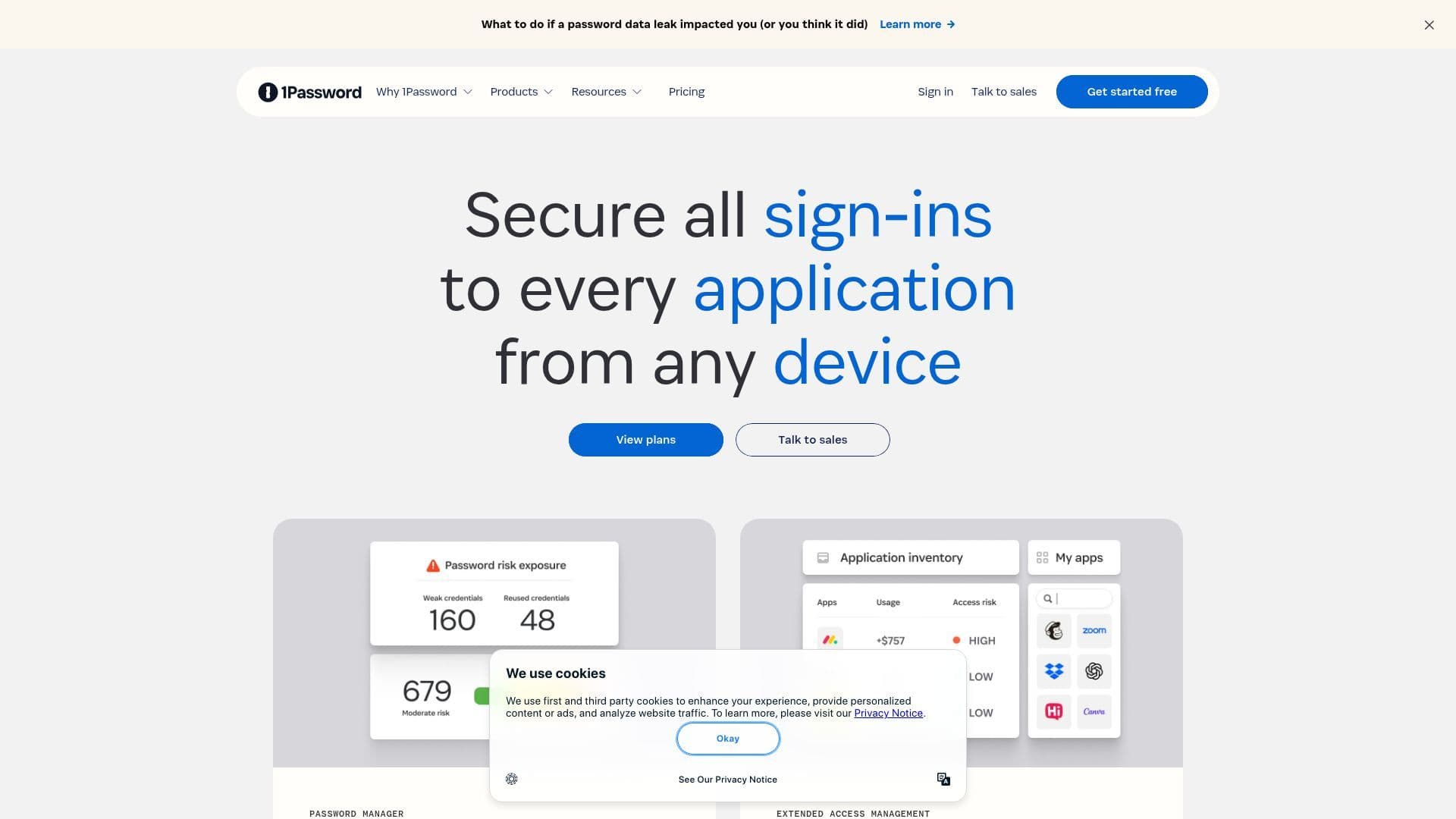 1Password Landing Page