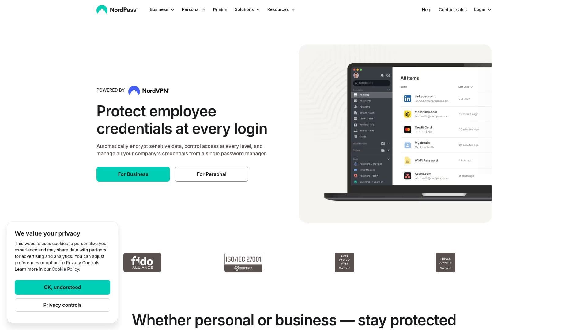 NordPass Landing Page